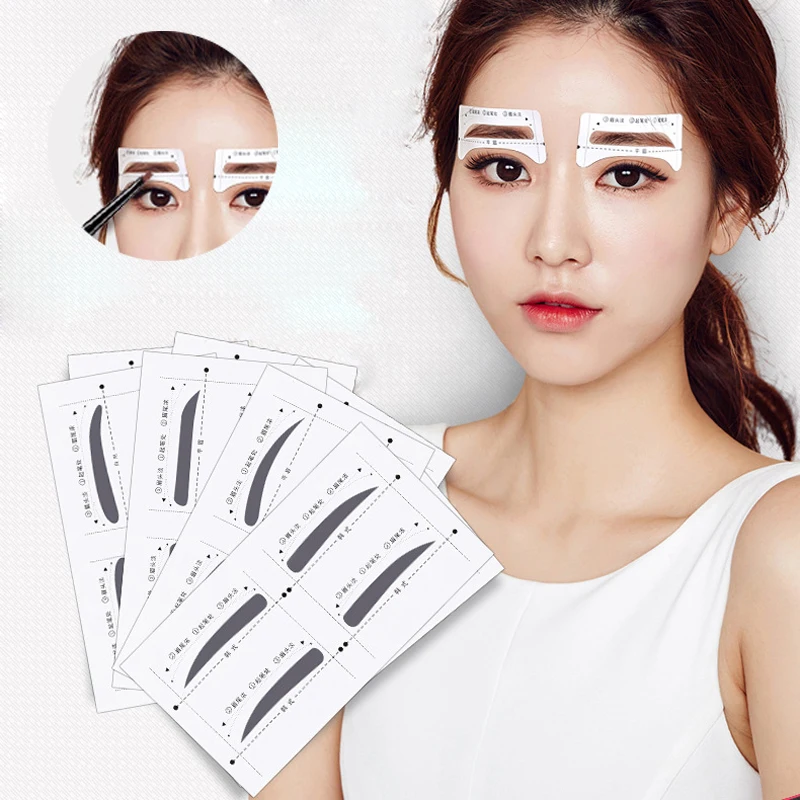 8 пар Профессиональные трафареты для бровей Шаблон наклейки DIY карточка для рисования глаза бровь трафарет набор женские принадлежности для макияжа