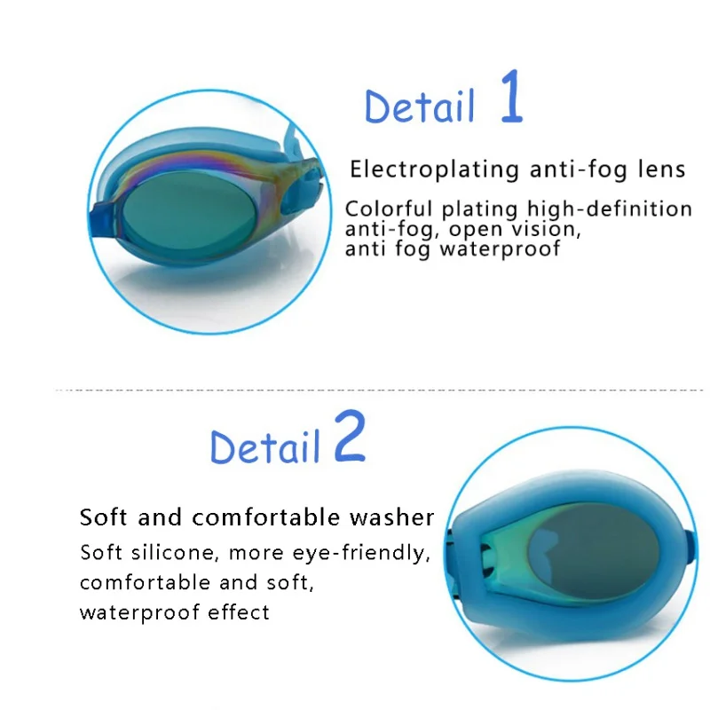 Красочные Плакированные очки для плавания с коробкой Анти-туман УФ Защита плавательные очки Водонепроницаемые силиконовые очки для взрослых
