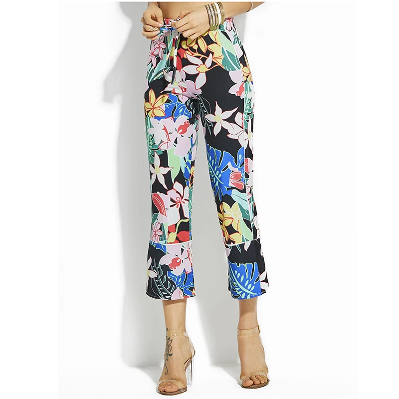 Young17 Vacation Women Coats Green Spring Color Block Floral Print Beach Look Notched Lapel Loose Outwear Loose Trench Coats