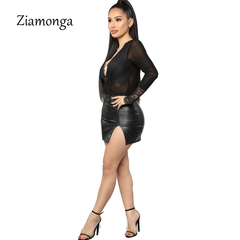 Ziamonga Для женщин Элегантный модные, пикантные в стиле пэчворк, зауженные нижний комбинезон-боди из тонкой ткани с цве