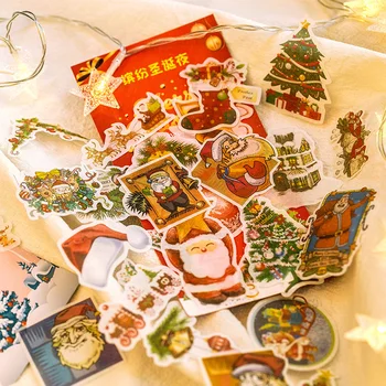 

60 Pcs/bag Merry Christmas night decoration paper sticker DIY diary scrapbooking seal sticker kawaii stationery