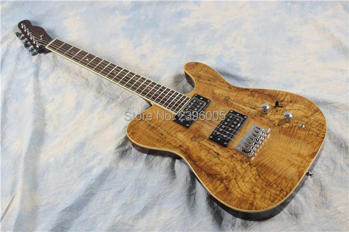 Goedkoop Tele Custom gitaar, gelijmd in een stuk tele gitaar, rotte hout fineer, hoge kwaliteit gevlamd maple. vs tl guiar