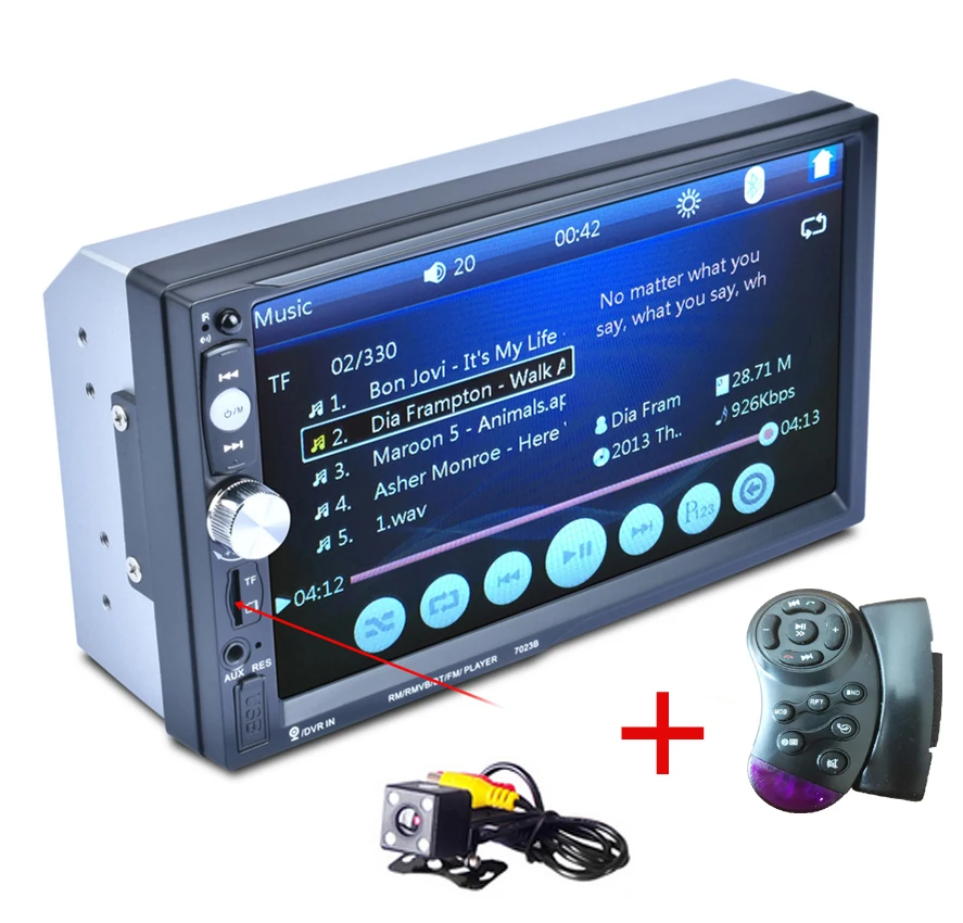 2 Din MP3 player Car Radio Audio Stereo USB AUX FM Radio Station Bluetooth with Rearview Camera