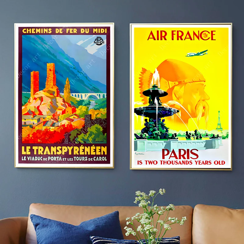 

Air France Travel Avignon Canvas Painting Vintage Wall Kraft Posters Coated Wall Stickers Home Decorative Pictures Gift