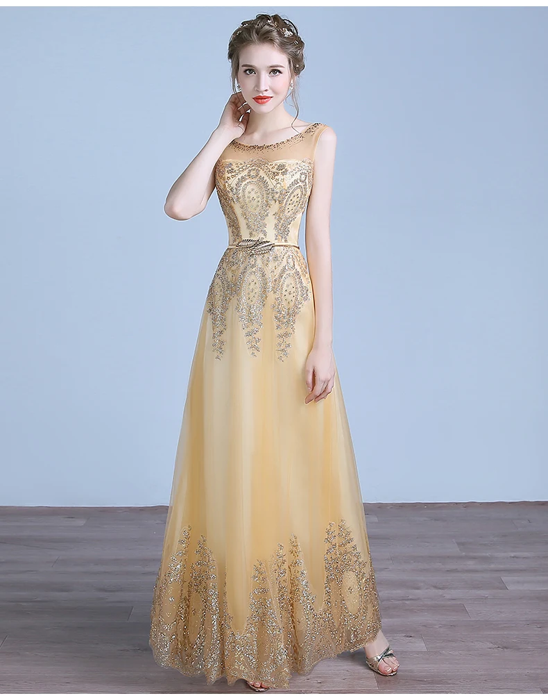 Robe De Soiree Longue 2016 Luxurious Golden Beading Sexy Backless Long Party font b Dresses b