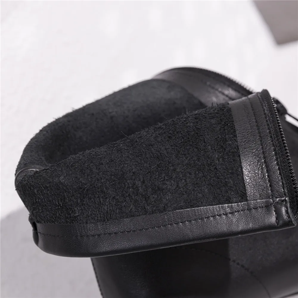 Коричневые ботинки на молнии обувь из натуральной кожи зимние и осенние повседневные ботинки до середины икры на высоком каблуке 6 см с квадратным носком WMN02 muyisxi