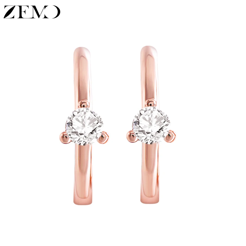 

ZEMO Women's Cubic Zirconia Rose Gold Hoop Earrings Fashion Round Circle Earrings Vintage Wedding Ear Jewelry for Women Girls