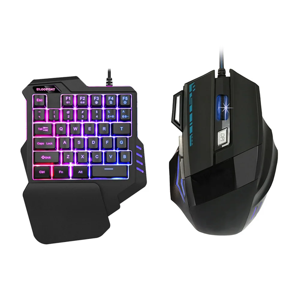Home USB Powered Wired Single Hand Gaming Backlight Ergonomic For PC Laptop ABS Keyboard Mouse Set Stylish Smooth Office | Компьютеры и