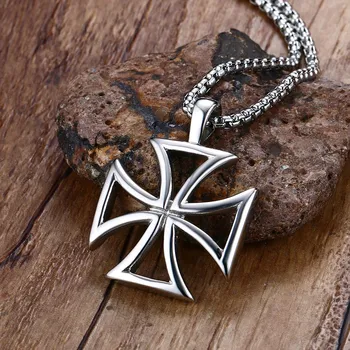 

Mprainbow Mens Necklace Stainless Steel Vintage Hollow Cross Pendant Necklace Knights Templar Cross Fashion Jewelry