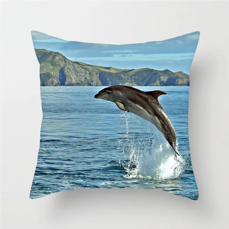 Fuwatacchi милый Океанский чехол для подушки с изображением животных дельфина, Декоративные диванные подушки, домашний декоративный чехол для подушки для автомобиля Cojines