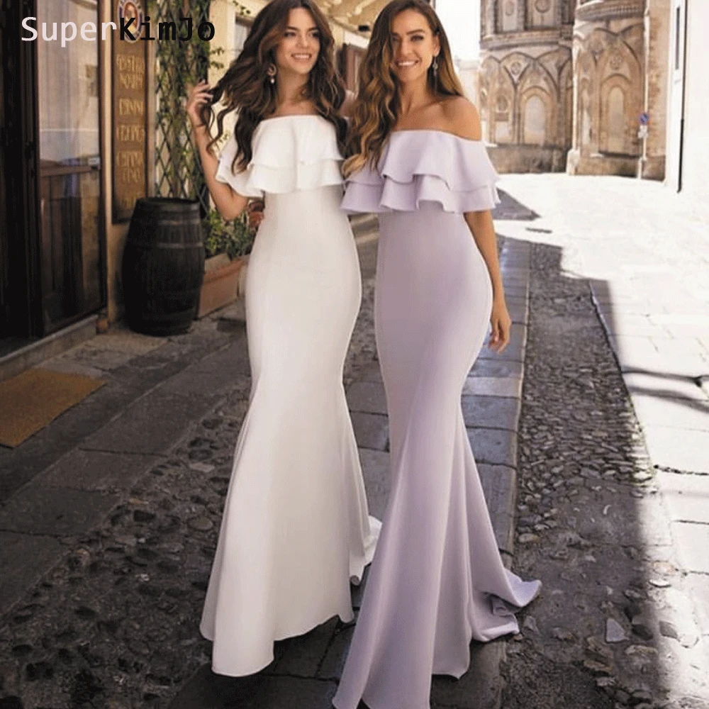 

SuperKimJo Mermaid Bridesmaid Dresses Long 2019 Off the Shoulder Purple Cheap Wedding Party Dress Robe Demoiselle D'honneur