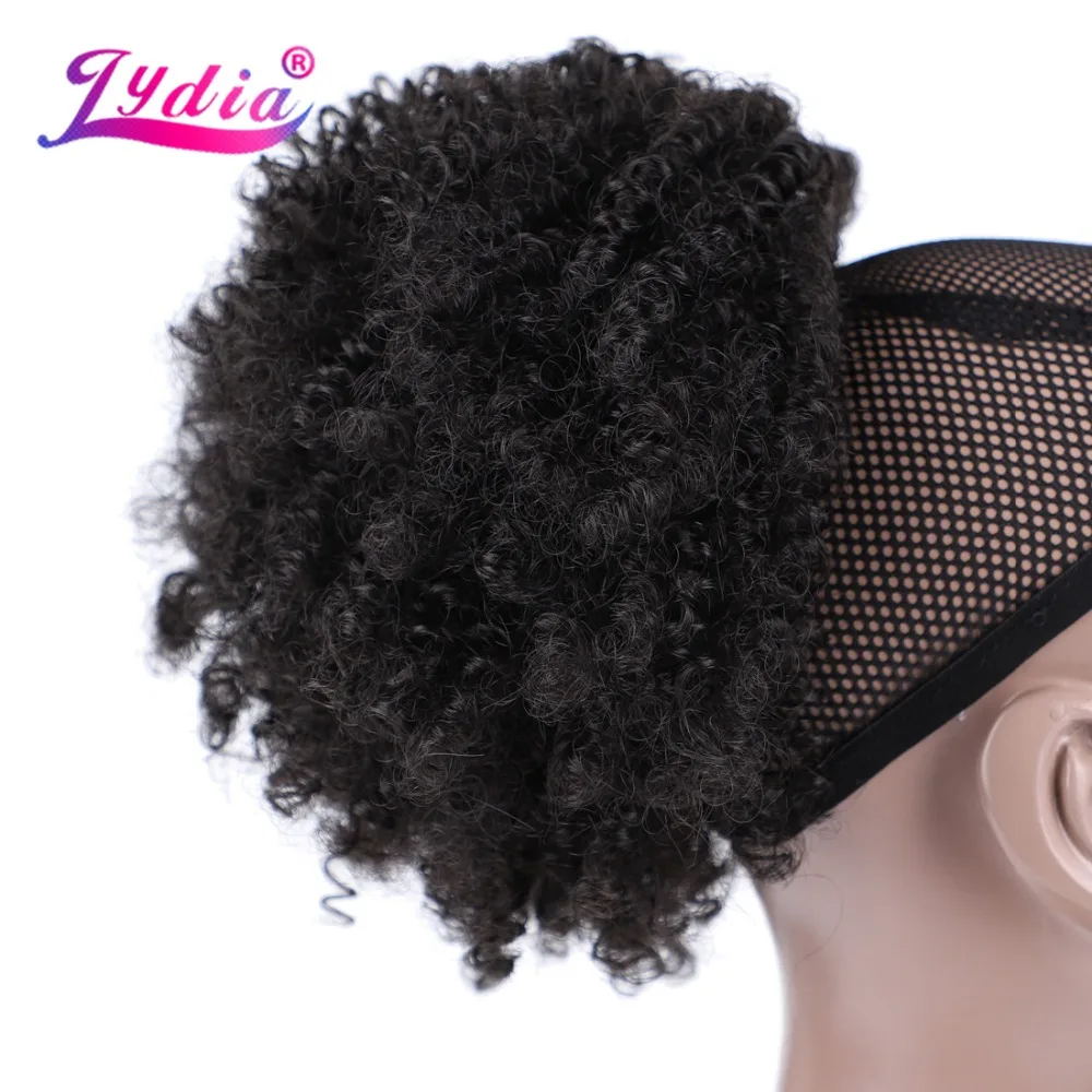 

Lydia 8 inch Synthetic Hair Extension Bun Curly 1B# Hair With Two Plastic Combs Easy Chignon Updo for Short Hair Hairpieces