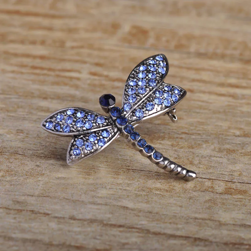 3 Colors Vintage Rhinestone Animal Brooch Corsage Pin High-end Retro Lady Little Dragonfly Broches Scarf Buckle Best Gift Broche | Украшения