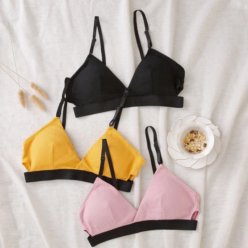 Fashion Bra Set Women Striped Underwear Push Up Seamless Lingerie Female Bra Briefs Set