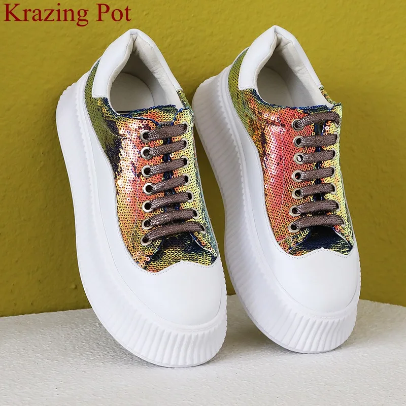 

2019 big size lace up thick bottom bling casual shoes classic increased platform sneaker sweet summer women vulcanized shoes L28