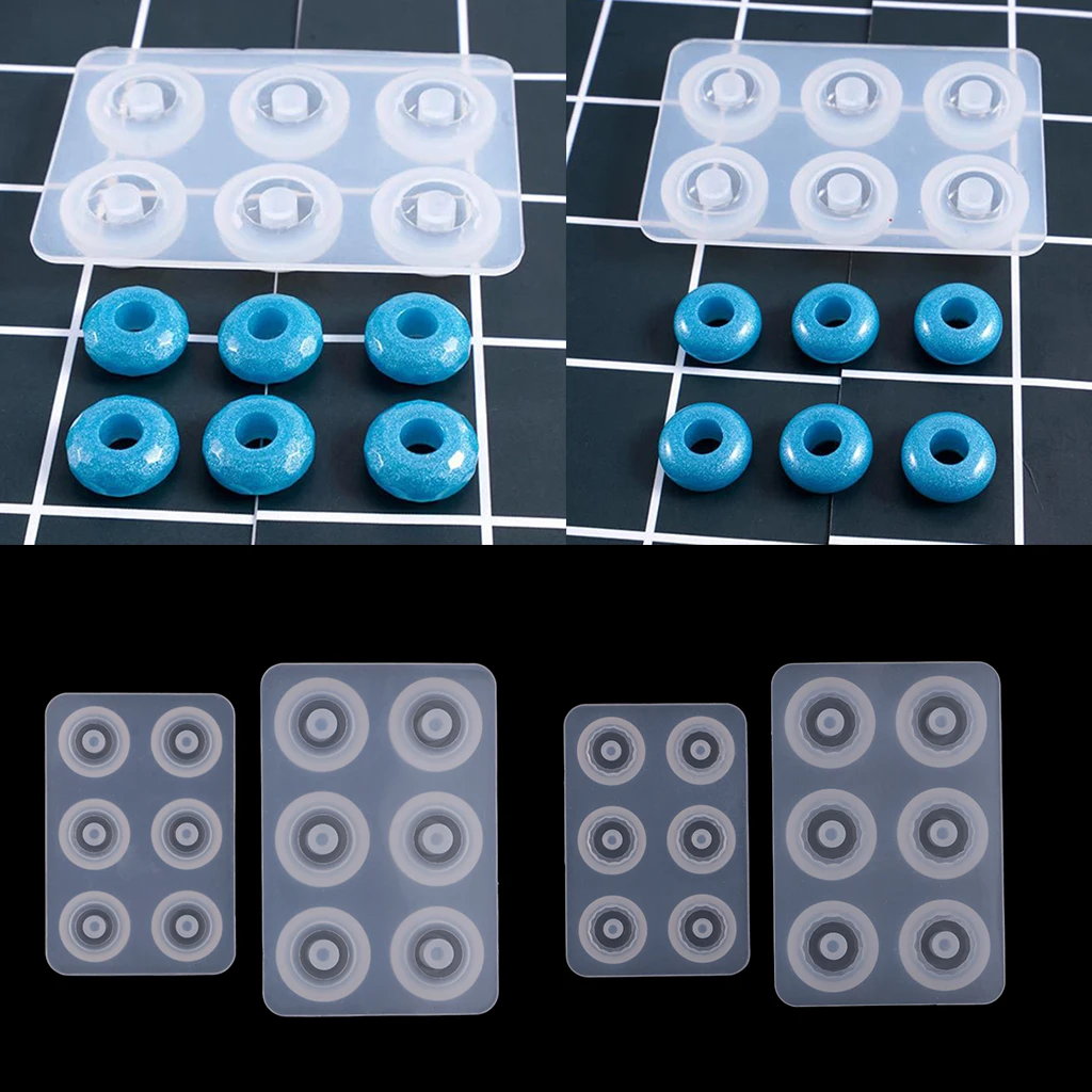4 Set Transparent Round Large Hole Silicone Beads Mould European Beads DIY Epoxy Jewelry Mold Resin Molds for Jewelry Findings