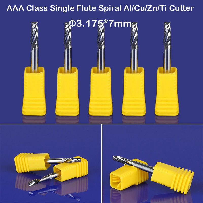5pcs End Mills Aluminium Cutting One Flute CNC Router Milling Cutter Bits Tool 1/8" 7mm Durable Tool Parts