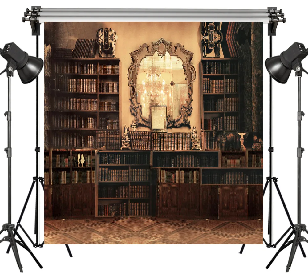 LB vinyl photography Background Retro Europe Bookshelf Backdrop props