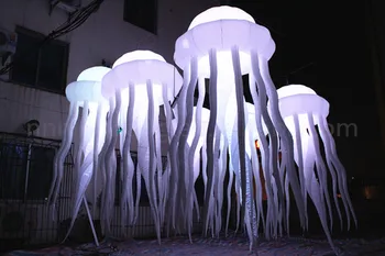 

Free shipping 3.2m long colourful jellyfish balloon for party for Christmas, inflatable led lighting jellyfish