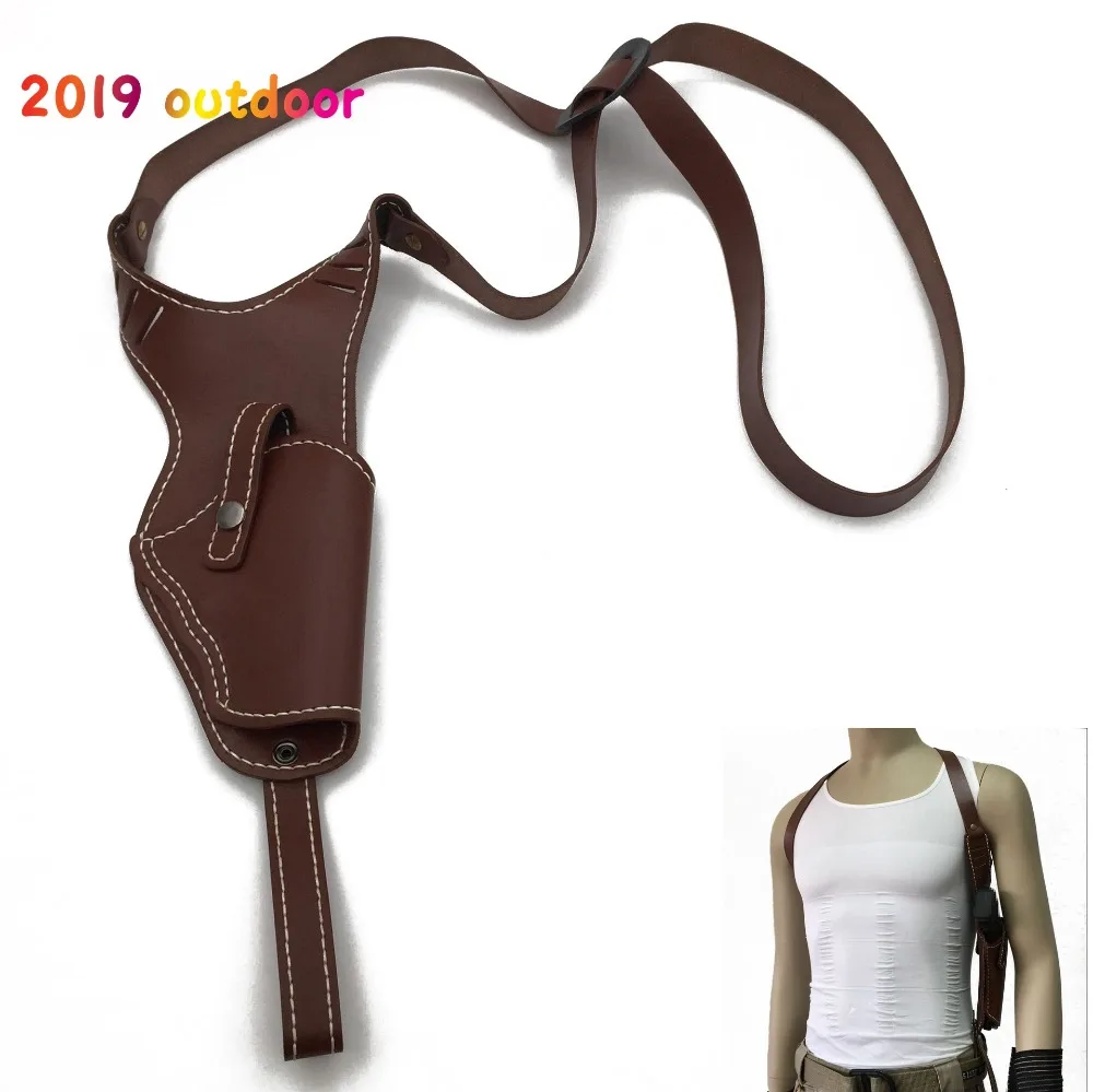 

Vertical Genuine Leather Cowhide Holster Invisible Shoulder Right Hand Gun Holster Hide Pistol Shooting