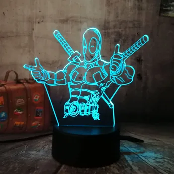 

Marvel Comics Deadpool Cool Hero Multicolor 7 Color Table Lamp 3D RGB LED Night Light Child Kids Christmas toys Bedroom Decor