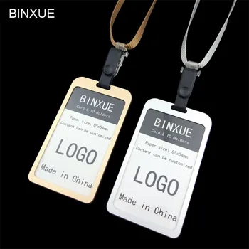 

High-grade, Aluminum Alloy, card sets, durable. The cards, ID badges and lanyard, hanging clamp, double side visible,BINXUE