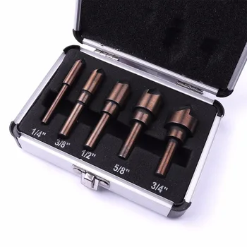 

HSS 4341 Chamfer Chamfering Countersink End Mill Cutter Bit Countersink Set ,5pcs,1/4,3/8,1/2,5/8,3/4 inch (round shank)