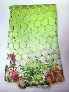 

Hot selling digital printing French net guipure 100% polyester african cord lace fabric swiss viole for wedding dress 5 yards