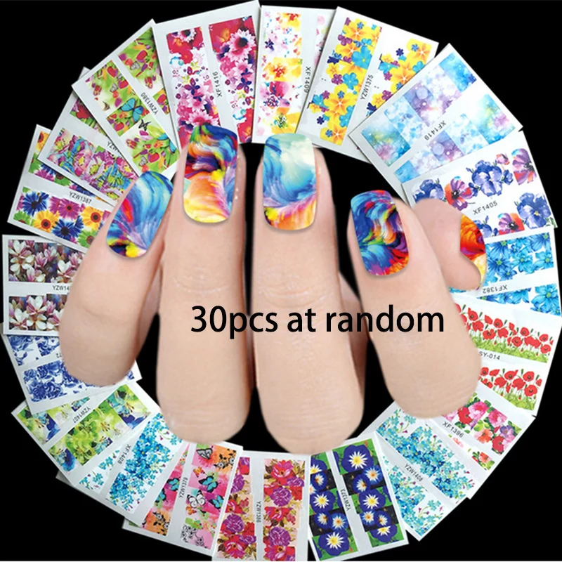 10 листов, Мультяшные наклейки для ногтей для детей, стикеры 3D на ногти Nail Art Наклейки для ногтей, декоративные наклейки, косметический инструмент для маникюра - Цвет: 30pcs