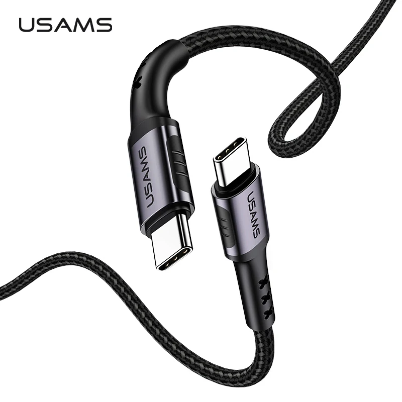 

3A Fast Charging Type C to Type C Cable USAMS Nylon Braid Data Sync Phone cable 2m SR usb c cable for Samsung Galaxy S9 S8 Plus