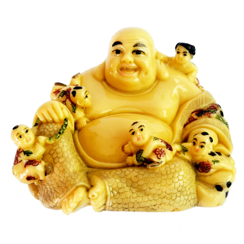 

Fengshui Color Hand Painting Laughing Buddha With Five Children A1019