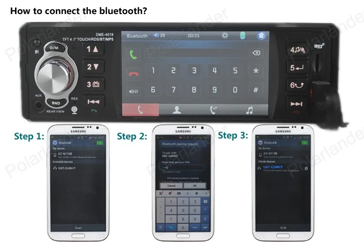 Bluetooth 1 DIN 12V RDS автомобильный стерео радио DME-4019 FM/SD/USB/AUX MP3-плеер несколько эквалайзеров дистанционное управление MP3/WMA/WAV плеер