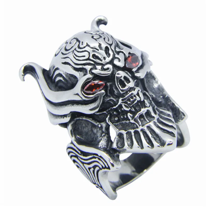 Rany&ampRoy Red Crystal Eyes Skull Ring 316L Stainless Steel Fashion King | Украшения и аксессуары
