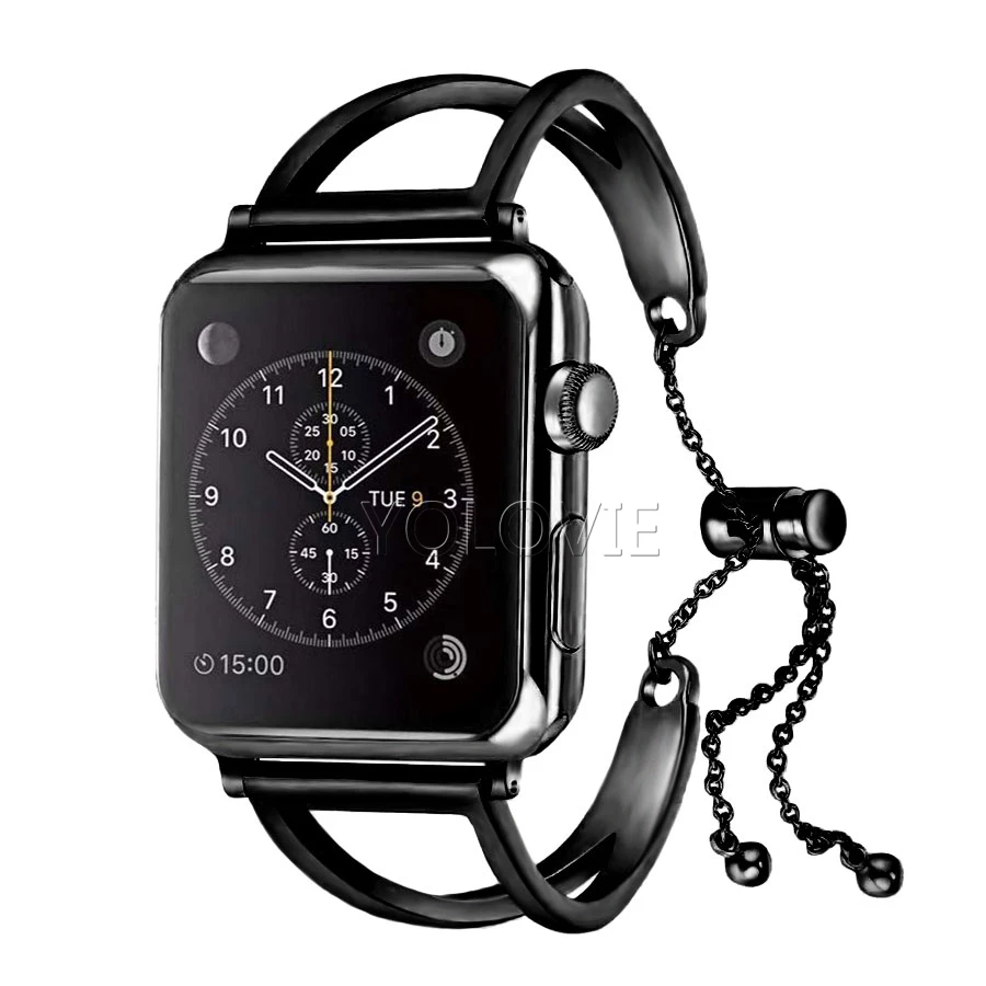 Yolovie женский ремешок для Apple Watch 38 мм 42 мм 40 мм 44 мм ремешок из нержавеющей стали модный металлический браслет для iWatch серии 4 3 2 1