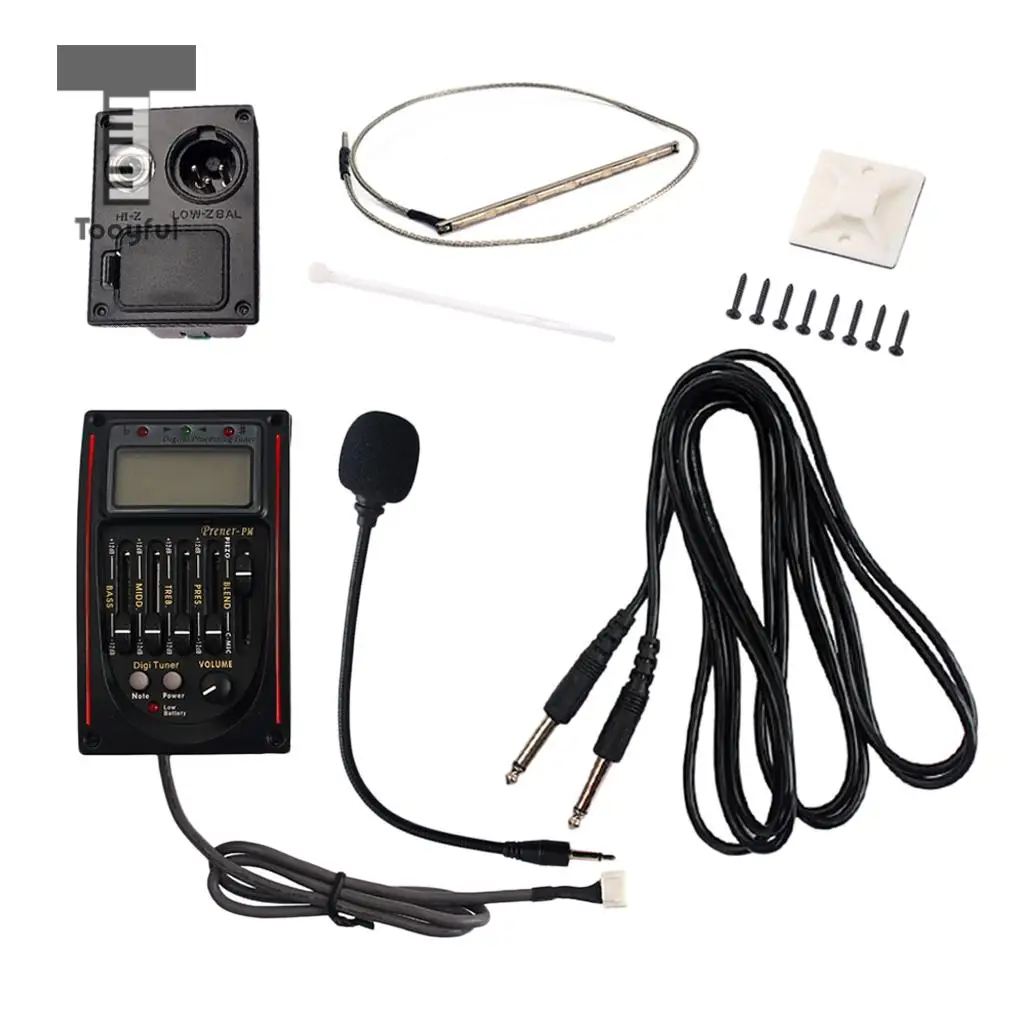 Tooyful 5-Band EQ Equalizer Preamp Pickup LCD Tuner with Microphone Set LC-5 for Acoustic/Classical Guitar Replacement Parts