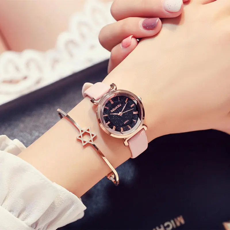 

elegannt Women Watches Fashion Geneva Brand Roman Numerals Leather Analog Quartz Wrist Watch Women Female hours clock Colorful