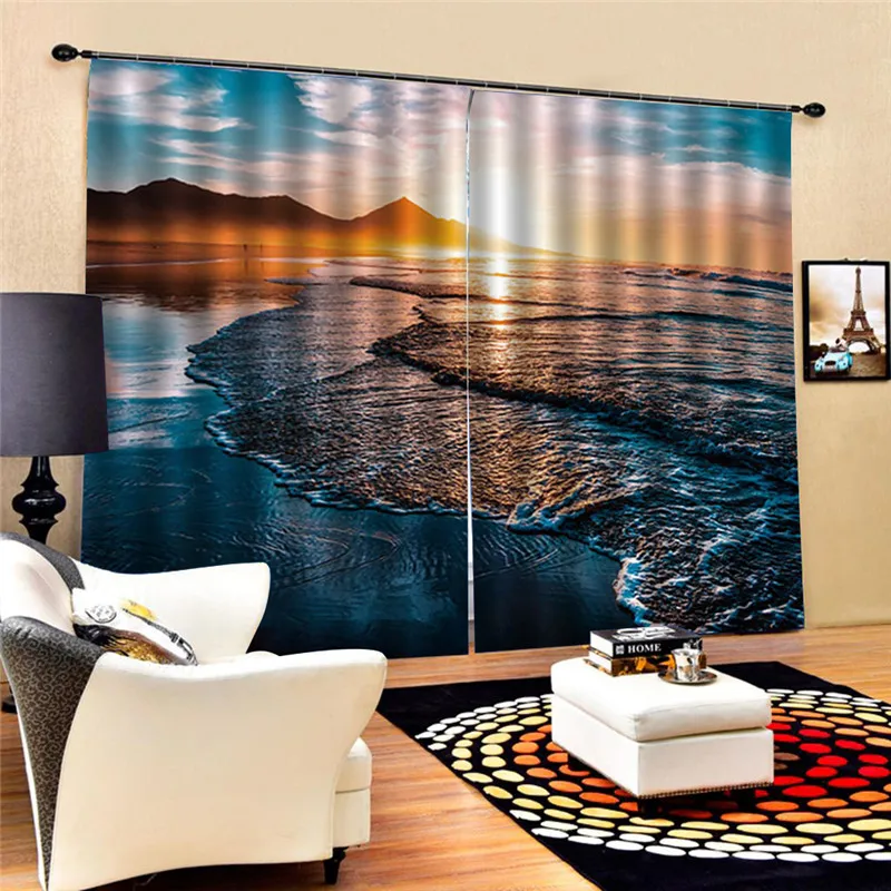 

Seafront Curtains For Living Room Luxury Jacquard Blind Drapes Window Panel Fabric Curtain For Bedroom Custom JUN10