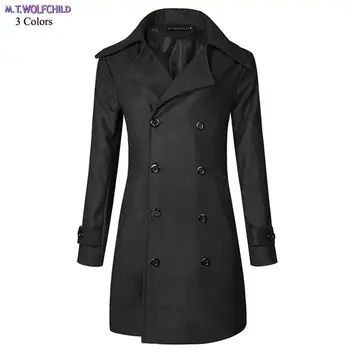 

Fashion 2018 New style mens long double breasted woolen trench coats casual mens thick cardigan clothing outerwear 3 colors tops