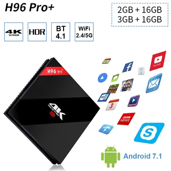

H96 Pro+ HDMI Smart Android Tv Box 7.1 Amlogic S912 RAM 2GB 3GB ROM 16GB 1000M LAN Bluetooth 4.1 4K Media Player Set Top Box