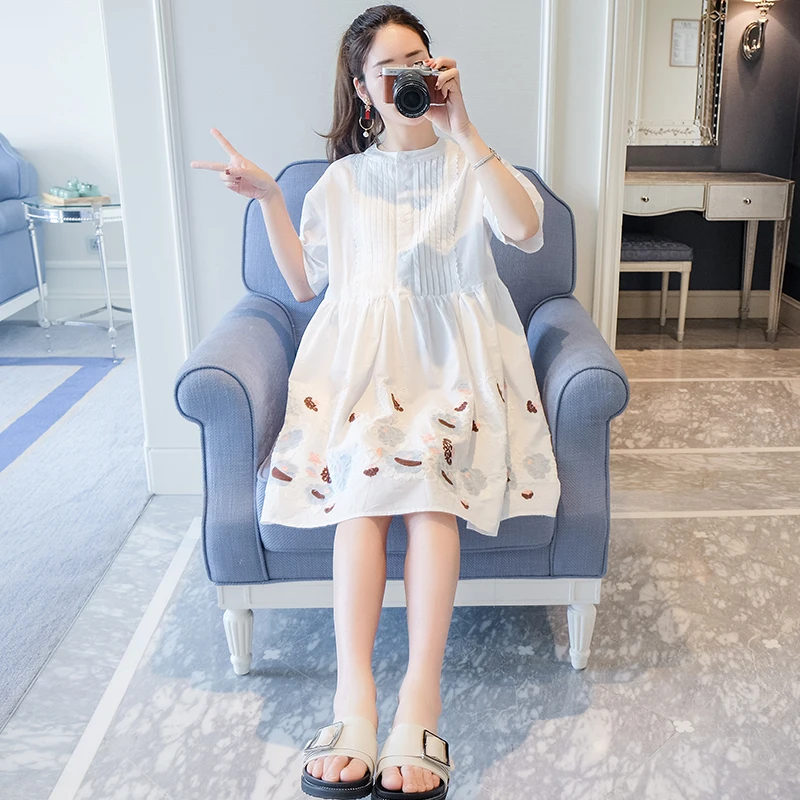 

Maternity clothes in the summer long embroidery clouds loose off pregnant women dress shirt dress fashion tide