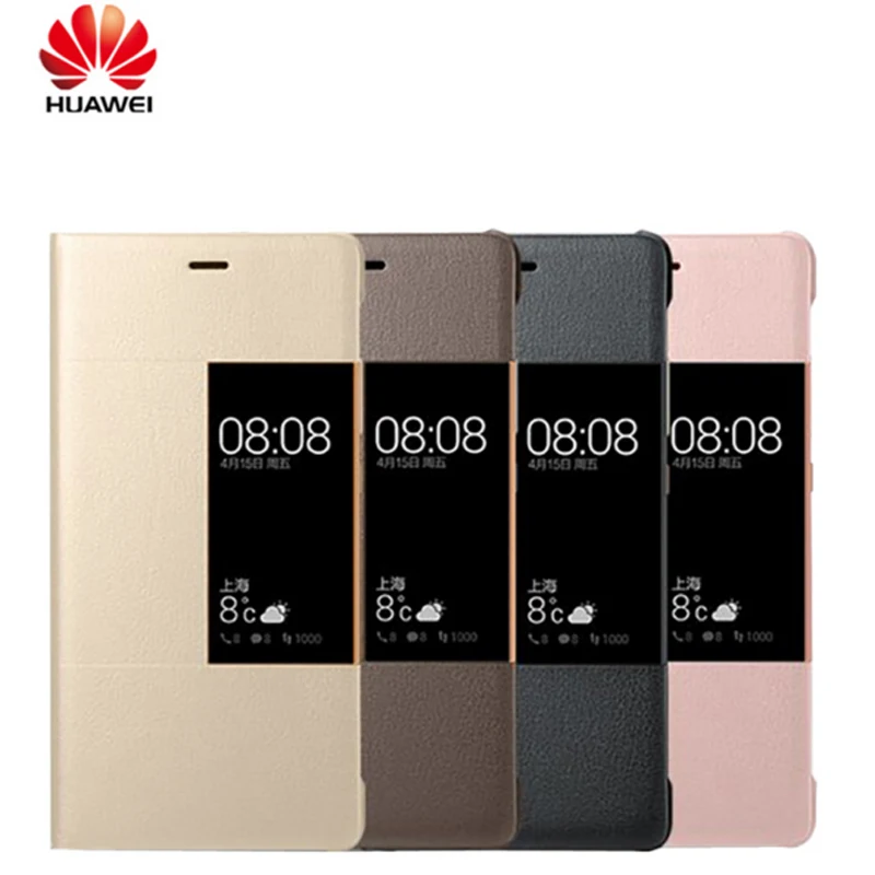 Original Phone Cases For Huawei P9 Flip Smart Answer Window View Synthetic Leather case cover For