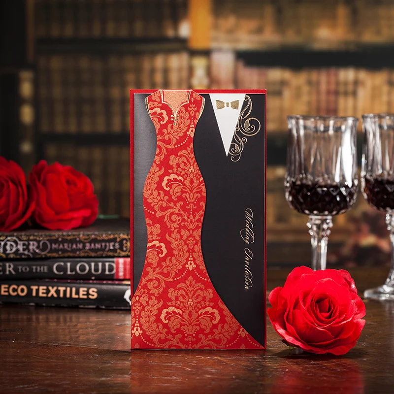 50pcs wedding invitations luxury dress engagement wedding party