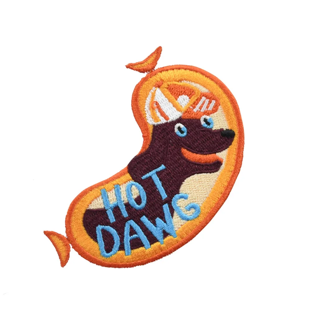 

Hot Dog Cute Food Patches for Cloth iron on patches sew on DIY Designs badge for bags Embroidery custom applique