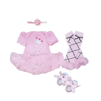 

4PCs per Set Baby Girls 1st Crown Pink Birthday Tutu Dress Headband Shoes Leggings for 0-12months Free Shipping
