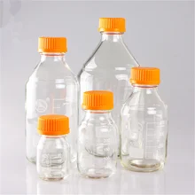Набор бутылок для реагентов Boro 3,3 Лабораторная посуда из боросиликатного стекла GL45 оранжевая винтовая крышка