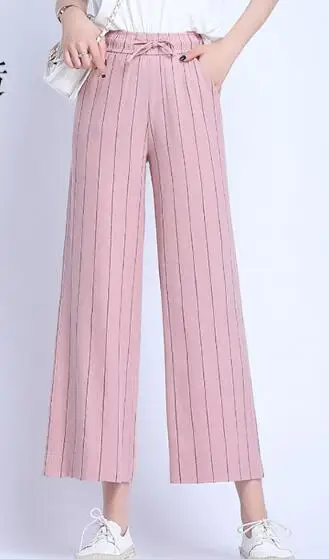 

Casual Buttoned Front Raw Hem Striped Wide Leg Pants Women Clothes 2020 Spring Button Fly Pocket Zipper Long Trouser