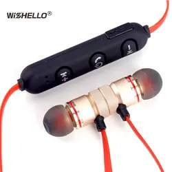 WiSHELLO Спорт Беспроводной Bluetooth стерео наушники Беспроводной Магнитная наушники-вкладыши Наушники с микрофоном для всех смартфонов