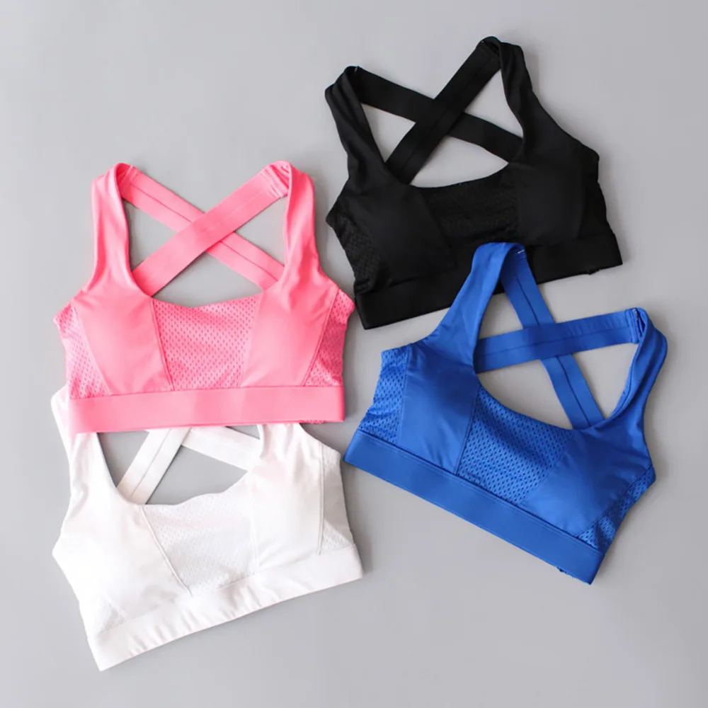 Women Sexy Bra Cross Back Sports Bra Shockproof