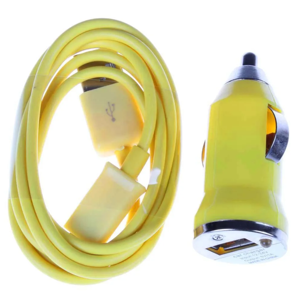 

Yellow USB Universal Car Charger + Data Sync Charging micro usb Cable For Galaxy S3 S4 i9500