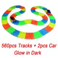 560pcs Track + 2 Cars glow racing Glowing Race Track Bend Flex Electronic Rail Glow Race Car Toy Roller Coaster toy for kid
